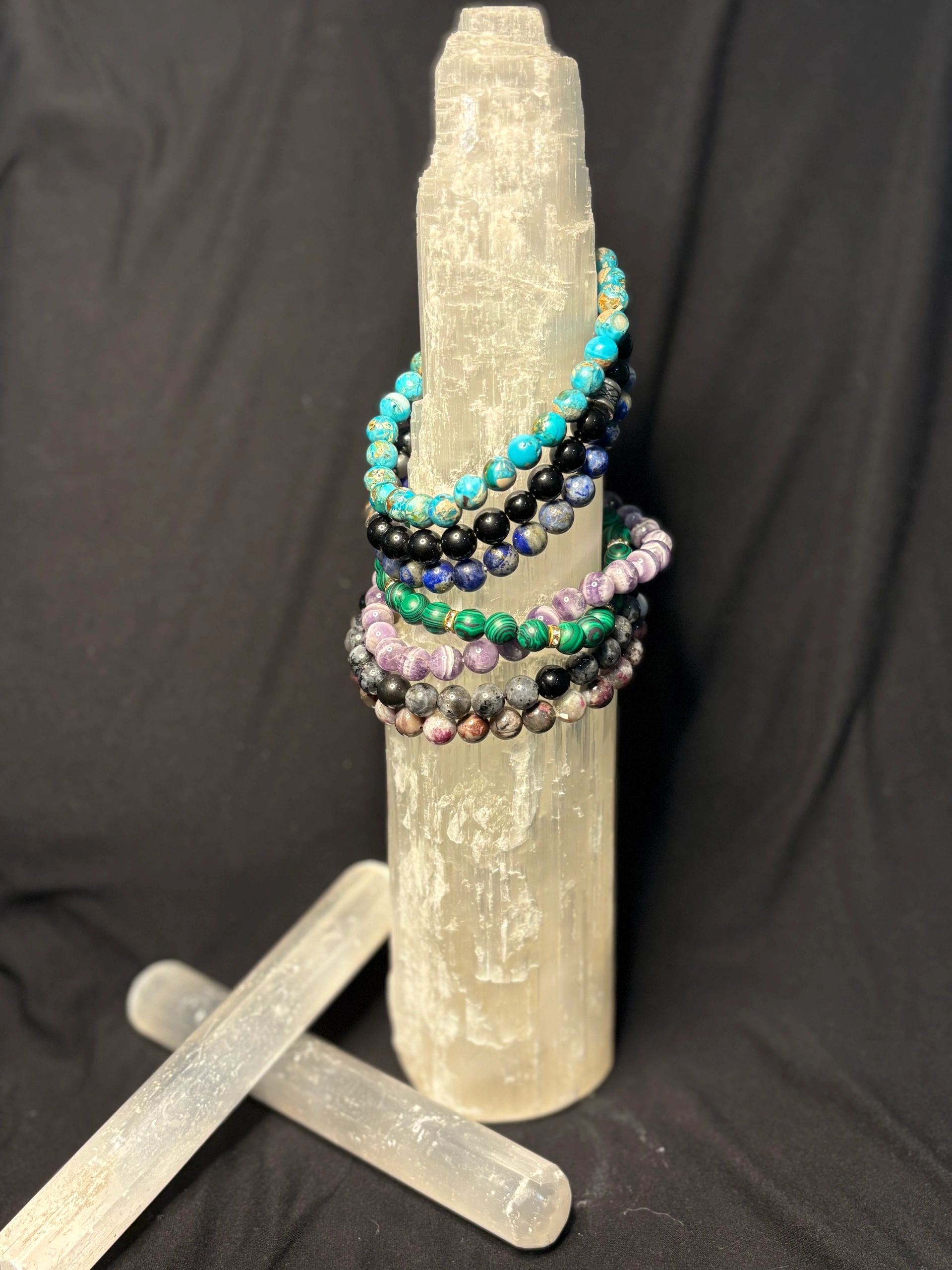 Custom handcrafted bracelets designed to meet traditional healing and protection.