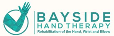 Logo for Bayside Hand Therapy featuring a stylized hand in a circle.
