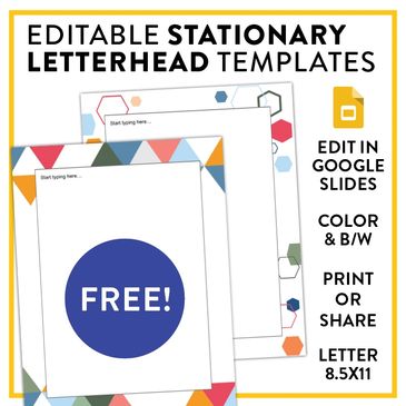 Two free letter-size templates, in color and grayscale, to use for any school need!