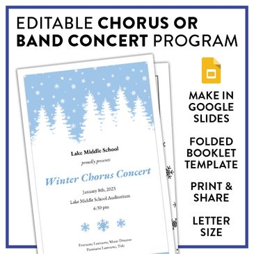 Create a winter-themed music program booklet with this foldable, easy-to-use template.