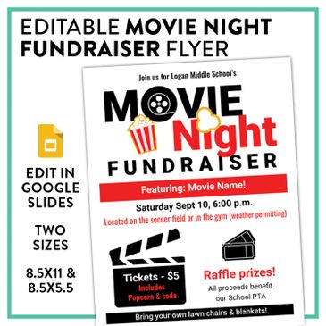 Host a movie night fundraiser for your school or business! Add the details for a successful event.