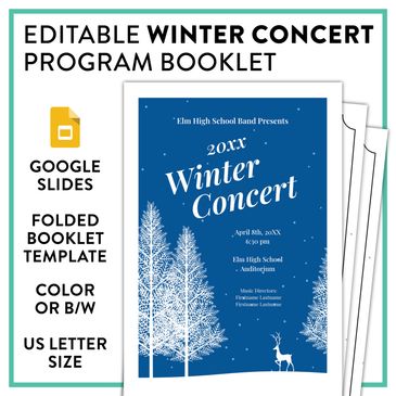 Make a quick four or 8+ page music program booklet for your next band, chorus or orchestra concert.
