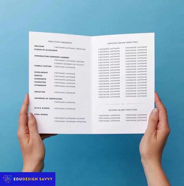 National Junior Honor Society Induction Program interior pages.