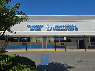 St. Vincent de Paul thrift store and donation center on a clear day.