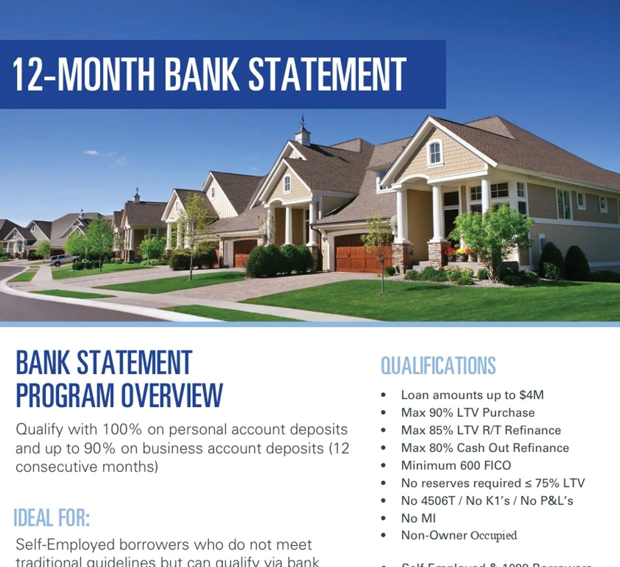 12-month bank statement program for self-employed borrowers with flexible loan qualifications. Non-QM Investor Loans for Real Estate 12-month bank statement loans
investor loans
Non-QM loans
