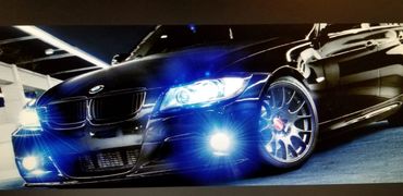 front lights on of a car 