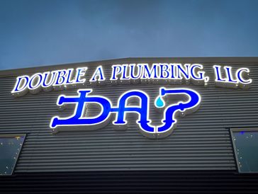 White and blue electrical sign installation for Double A Plumbing, LLC