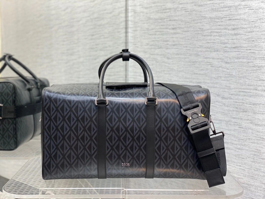 Dior Lingot 50 Duffle Bag Black CD Diamond Canvas