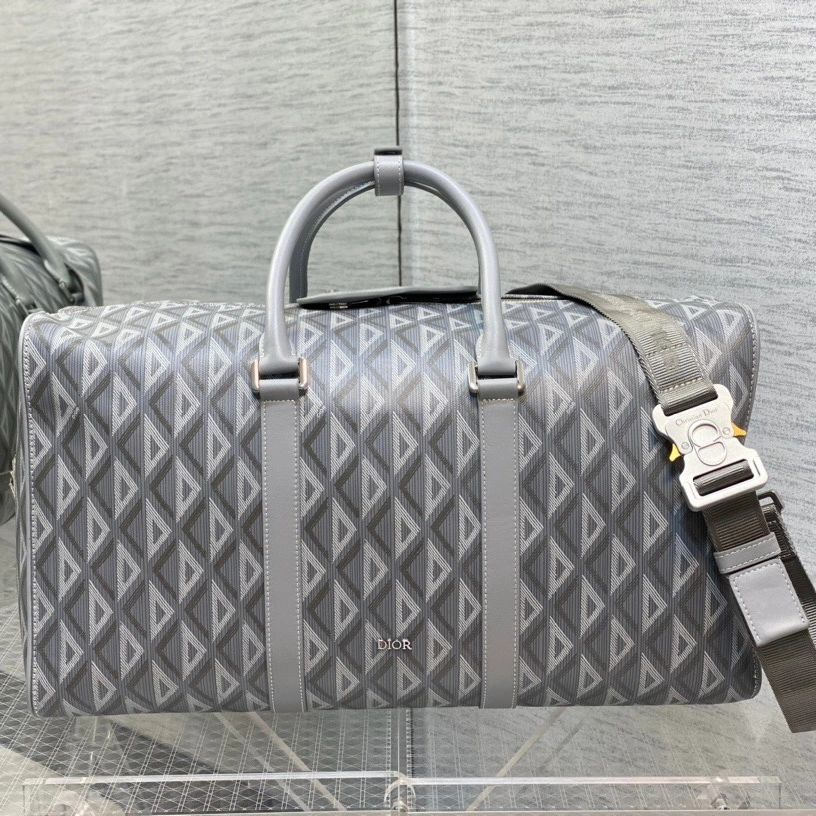 Dior Lingot 50 Duffle Bag Gray CD Diamond Canvas