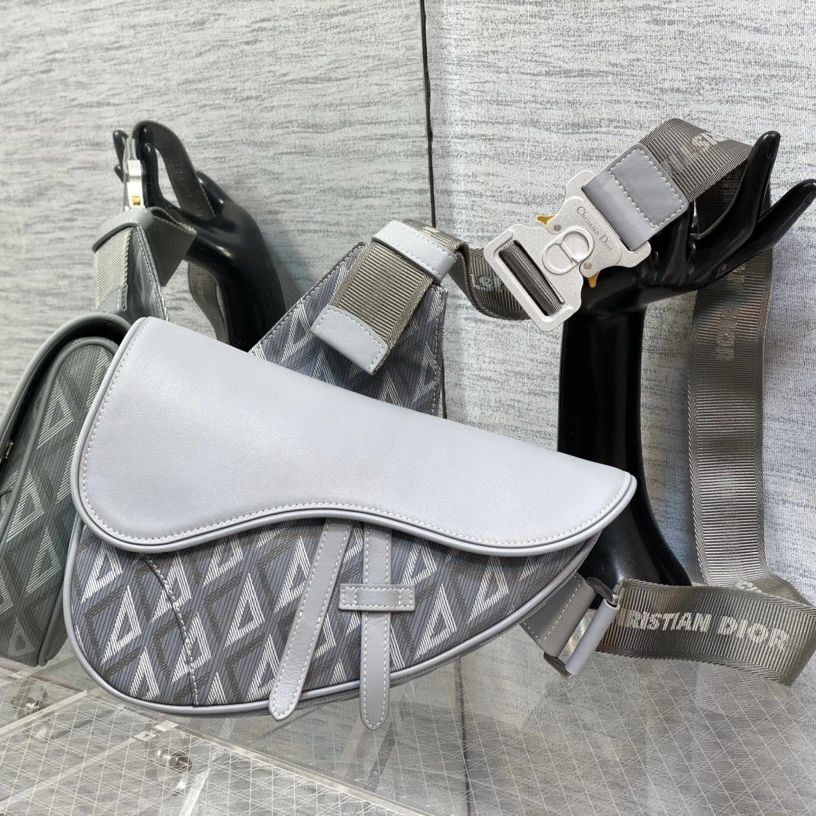 Dior Saddle Bag Gray CD Diamond Canvas