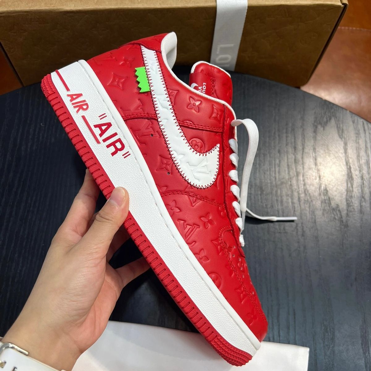 louis vuitton red air force ones