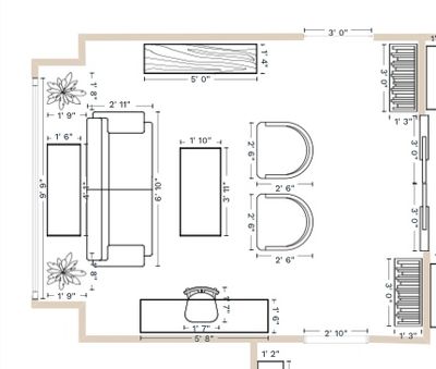A sample of a floor plan used during the home staging and design process
