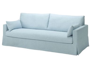 Blue sofa used for home staging by Nest+Feather Home Staging & Design Studio Haddonfield, NJ