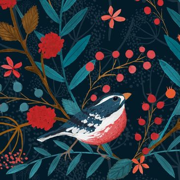 Painted blue bird in the forest
