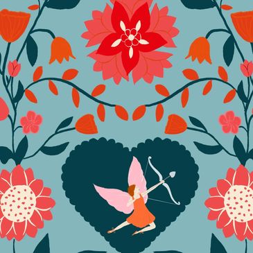 Cupid in floral design - from the Cupid's Garden collection - Michelle Ingari Designs