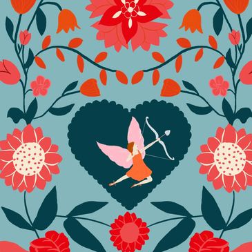 Cupid's Garden design - Valentine's Day art - Michelle Ingari