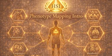Diagram outlining phenotype mapping with key health factors around a human silhouette.