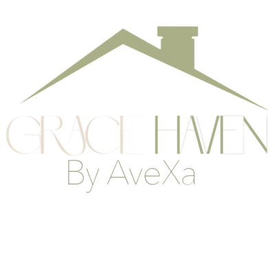 Logo of Grace Haven by Aveda with a house roof design.