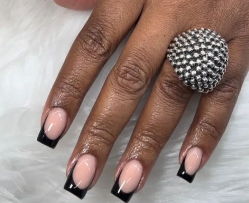Black French Acrylic Overlay