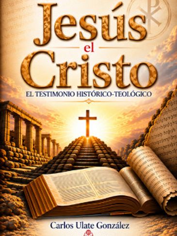 Portada de libro religioso con cruz y textos antiguos.