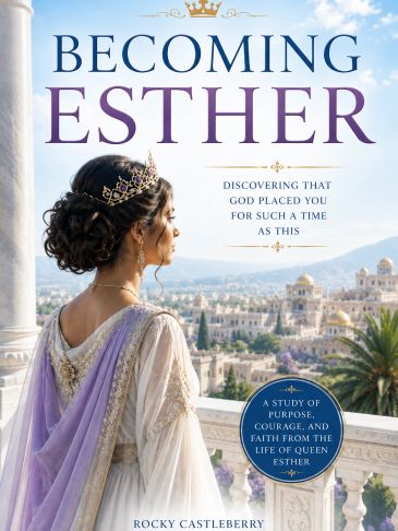 Portada de libro sobre la Reina Esther mostrando a una mujer con corona y vestido real.