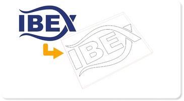 Logo design transformation from sketch to final IBEX logo.