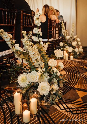 Composition arrangement floral mariage événement par Fleurist Atelier du Moulin - Laval Québec