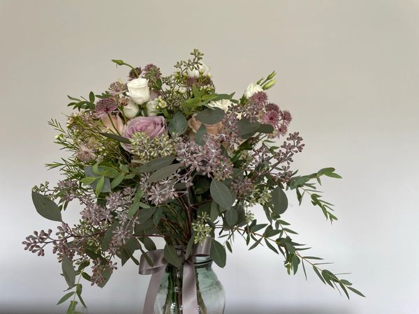 bouquet mariage mariée romantique champêtre élégant mauve lilac white blanc lavande