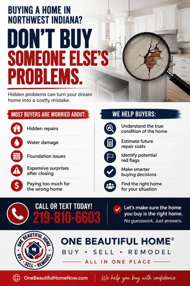 Buying a home flyer for Northwest Indiana home buyers, first-time home buyers, property searches