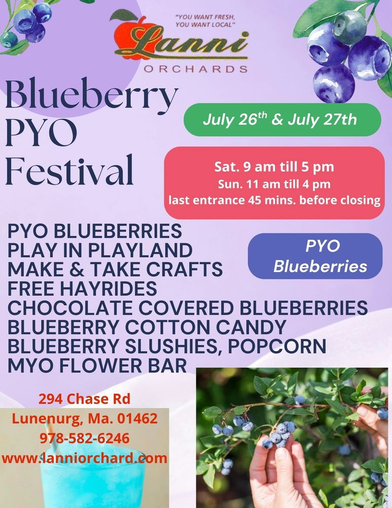 Blueberry PYO Festival July 26th and July 27th
