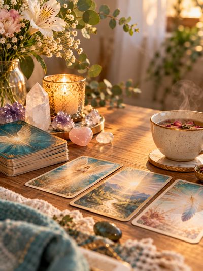 Angel cards displayed for an intuitive Angel Card Reading
