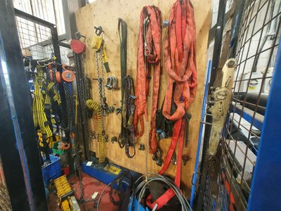 Various lifting equipment and accessories in stores