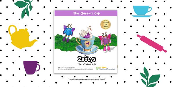 The Zestys Tea Advenetures: The Queens Cup digital book rendering atop a white ground with black tin