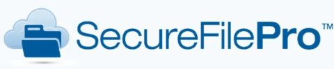 Logo of SecureFilePro with a cloud and folder icon.