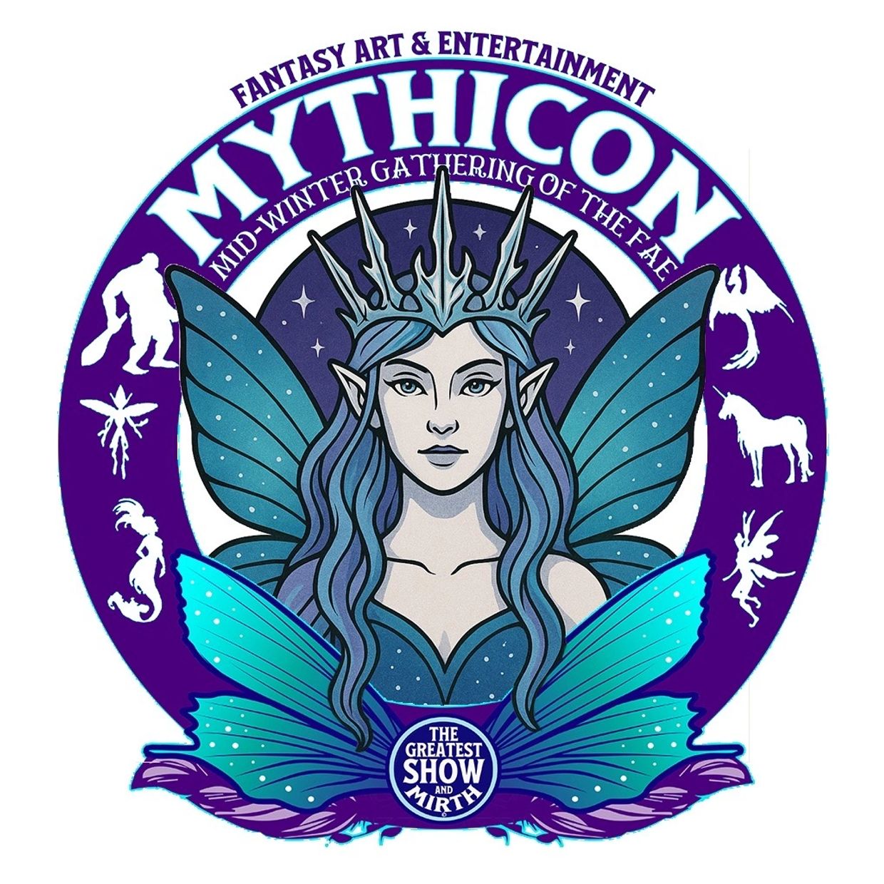 Logo for Mythicon fantasy art and entertainment event.