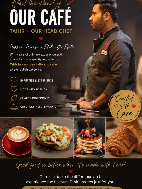 Tahir, head chef at 50three Café in Kurrajong Village, preparing fresh food and in-house baked pastr