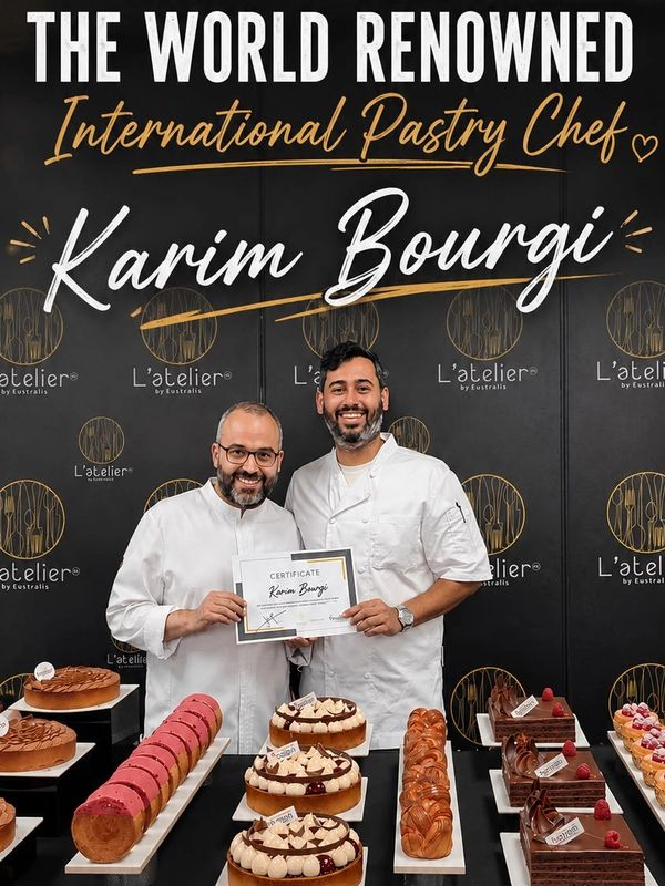 50three Café team attending professional pastry training with international pastry chef Karim Bourgi