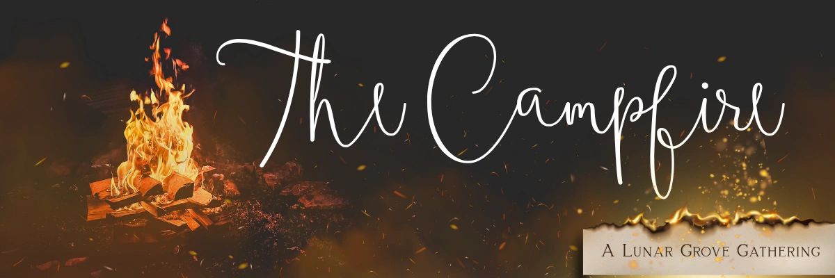 Campfire with title and subtitle text.