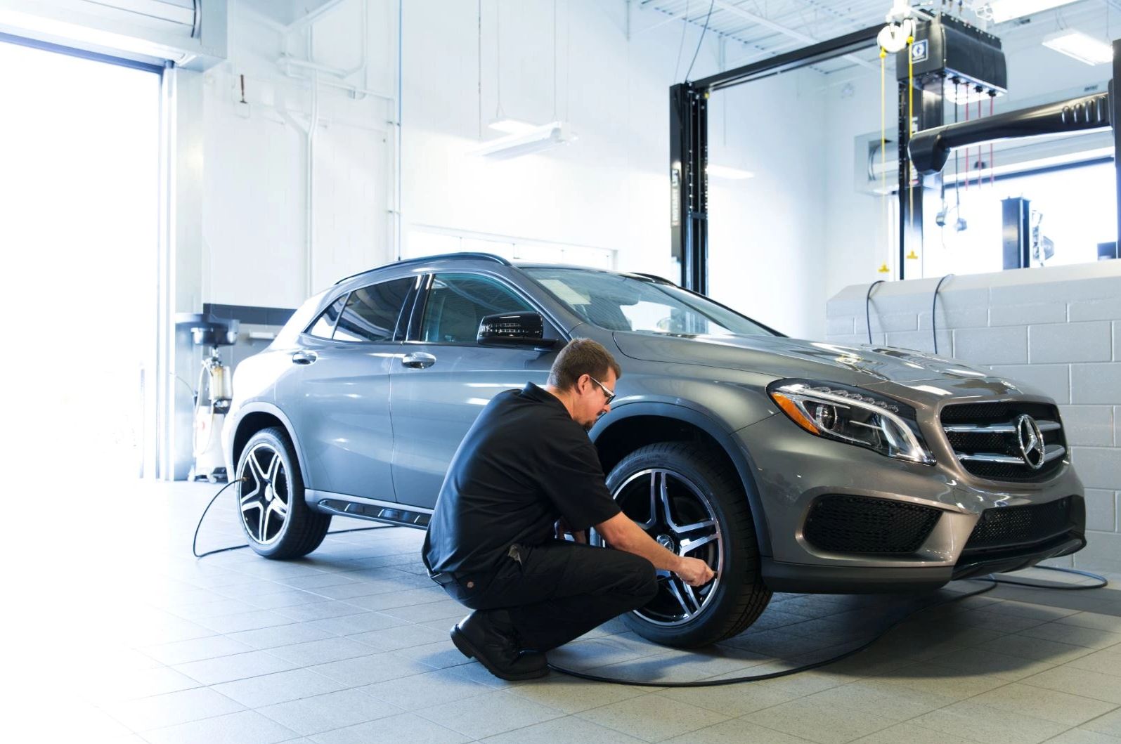 Mercedes undergoing service by one of our professional technicians.