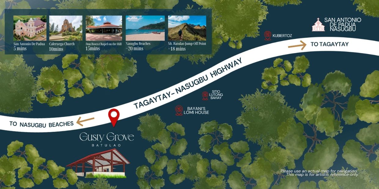 Map of Gusty Grove Batulao in Tagaytay-Nasugbu