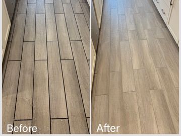 Grout coloring before and after
