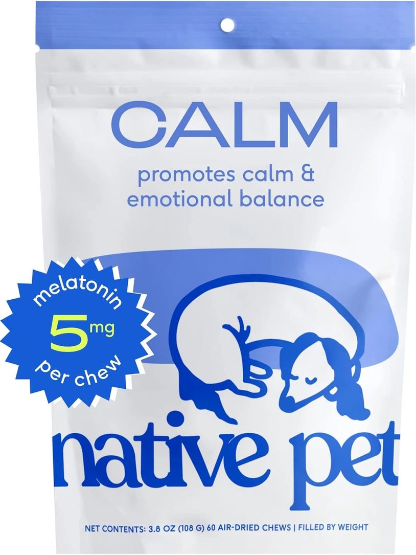 Native Pet Calm Dog Calming Chews - Dog Melatonin for Small, Medium Large Dogs - Melatonin for Dogs 