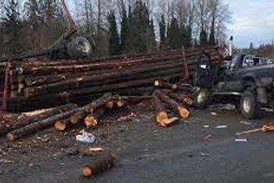 Log Truck Turned Over