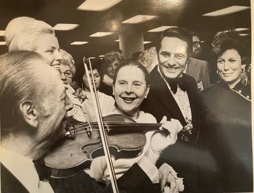 With fiddler on Ruth Gordon Day