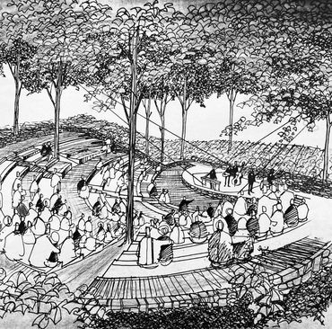 Original rendering of the amphitheater by architect, T. Owen Trainor, AIA.