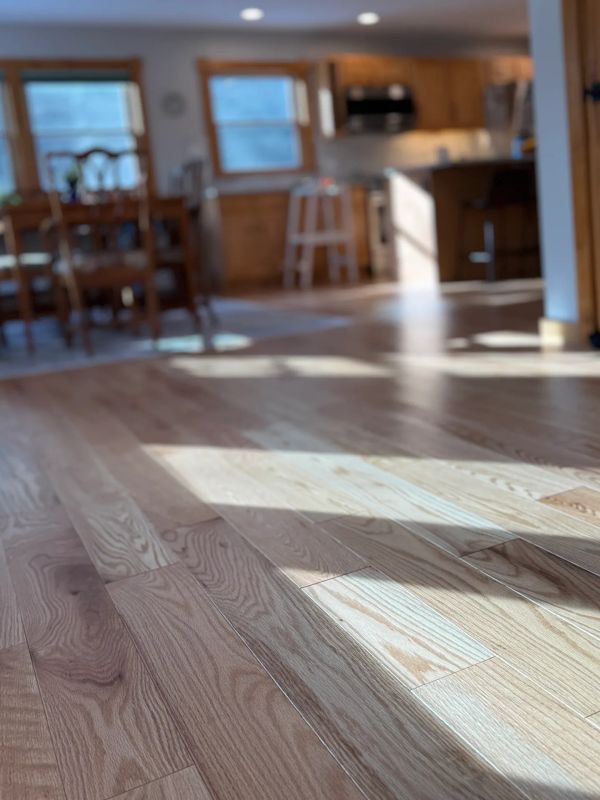 Hardwood floor in a cozy kitchen.