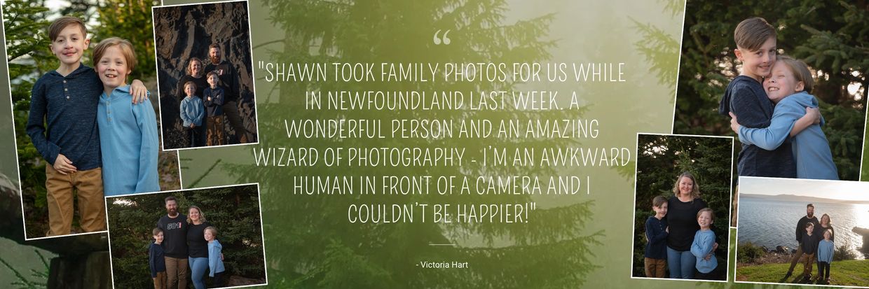 Family photoshoot in Newfoundland capturing joyful moments and scenic views.