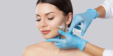 A Lady having Profhilo skin boosting injections, to rejuvenate the skin.