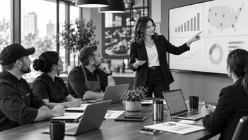 Businesswoman presenting data in a meeting.