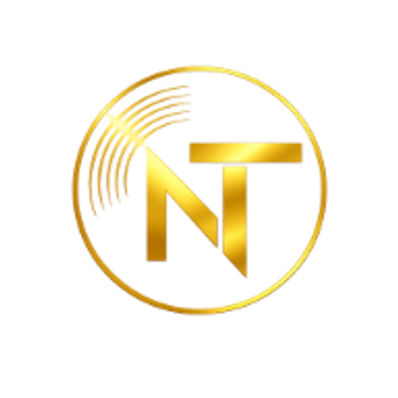 Golden NT logo with vinyl record design.